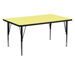 Emma and Oliver 30x60 Rectangle Laminate Adjustable Preschool Activity Table Yellow