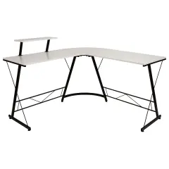 Emma and Oliver L-Shaped Computer Desk, Gaming Desk, Home Office Desk, Frame White/Black
