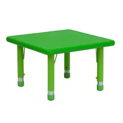 Emma and Oliver 24" Square Plastic Height Adjustable Activity Table Green