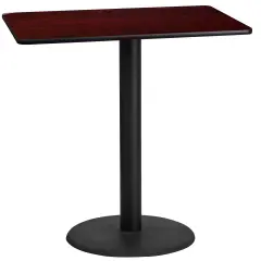 Emma and Oliver 24"x42" Rectangular Laminate Bar Table with 24" Round Base Mahogany