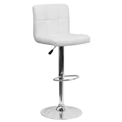 Emma and Oliver Quilted Vinyl Swivel Adjustable Height Barstool with Chrome Base White