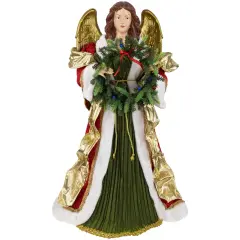 Northlight Commercial Size Angel Christmas Tree Topper with Wreath - 3' - Red and Green - Unlit