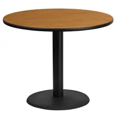 Emma and Oliver 36" Round Laminate Table Top with 24" Round Table Height Base Natural
