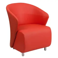 Emma and Oliver Home Office Curved Barrel Back Lounge Chair Red