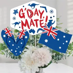 Big Dot of Happiness Australia Day - G'Day Mate Aussie Party Centerpiece Sticks - Table Toppers - Set of 15