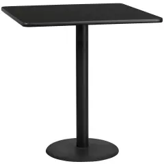 Emma and Oliver 42" Square Laminate Table Top with 24" Round Bar Height Table Base Black