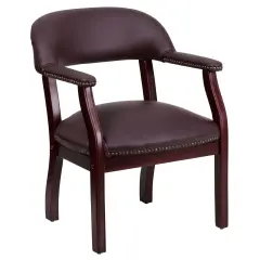 Emma and Oliver Conference Chair with Accent Nail Trim Burgundy LeatherSoft