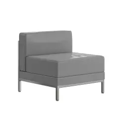 Emma and Oliver Contemporary LeatherSoftSoft Reception Modular Middle Chair Gray