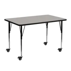 Emma and Oliver Mobile 24x48 Rectangle HP Laminate Adjustable Activity Table Gray