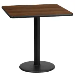 Emma and Oliver 24" Square Laminate Table Top with 18" Round Table Height Base Walnut