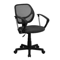 Emma and Oliver Mid-Back Mesh Swivel Task Office Chair with Curved Square Back and Arms Gray