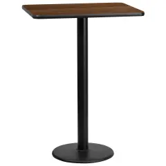 Emma and Oliver 24"x30" Rectangular Laminate Bar Table with 18" Round Base Walnut