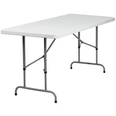 Emma and Oliver 6-Foot Height Adjustable Plastic Folding Table Granite White