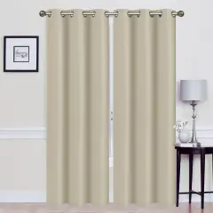 Madonna Foam-Backed Blackout Curtain Panels with Grommets Taupe