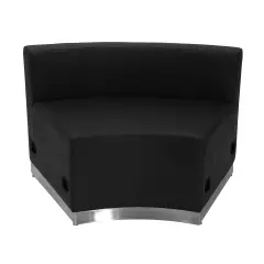 Emma and Oliver Modular Reception Concave Chair with Brushed Stainless Steel Base Black