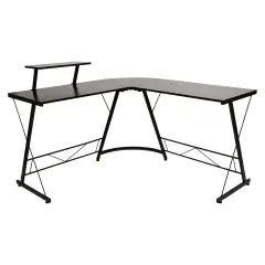 Emma and Oliver L-Shaped Computer Desk, Gaming Desk, Home Office Desk, Frame Black/Black