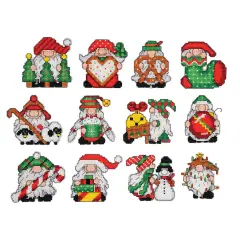 HerrschnersClassic Christmas Gnomes Ornament Counted Cross-Stitch Kit Multi
