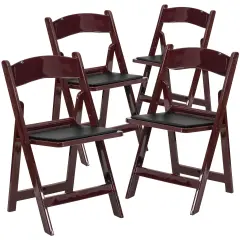 Emma and Oliver Set of 4 800 lb Weight Capacity Indoor/Outdoor Resin Folding Chairs Red Mahogany