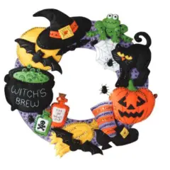 BucillaA Witch's Brew Wreath Felt & Sequin Kit Multi
