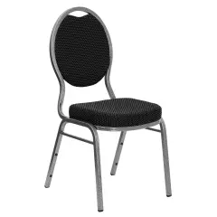 Emma and Oliver Teardrop Back Stacking Banquet Dining Chair BlackFab/SilverVein
