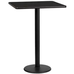 Emma and Oliver 24" Square Laminate Table Top with 18" Round Bar Height Table Base Black