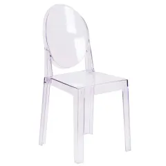 Emma and Oliver Ghost Chair with Oval Back Transparent Crystal