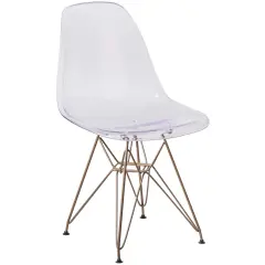 Emma and Oliver Ghost Chair with Gold Metal Base Clear