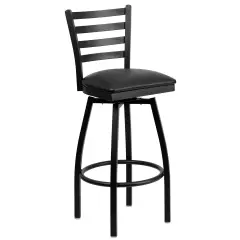 Emma and Oliver Ladder Back Swivel Metal Restaurant Dining Barstool BlackVYL/BlackMetal