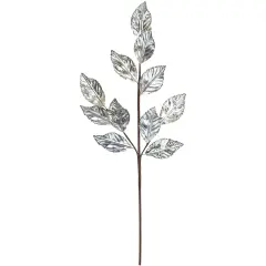 Northlight 25" Glittered Platinum Leaves Christmas Spray Silver