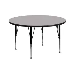 Emma and Oliver 42" Round Laminate Adjustable Preschool Activity Table Gray