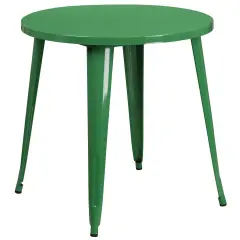 Emma and Oliver Commercial Grade 30" Round Colorful Metal Indoor-Outdoor Dining Table Green
