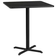 Emma and Oliver 36" Square Laminate Table Top with 30"x30" Bar Height Table Base Black