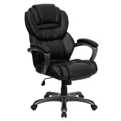 Emma and Oliver High Back Executive Swivel Ergonomic Office Chair with Accent Layered Seat/Back Black