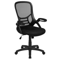 Emma and Oliver High Back Mesh Ergonomic Office Chair with Flip-up Arms Black