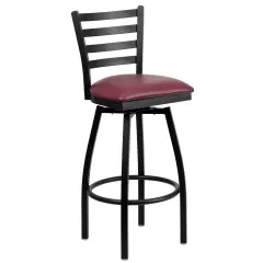 Emma and Oliver Ladder Back Swivel Metal Restaurant Dining Barstool BurgVYL/BlackMetal