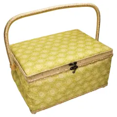 Folding Sewing Basket Floral - green/white