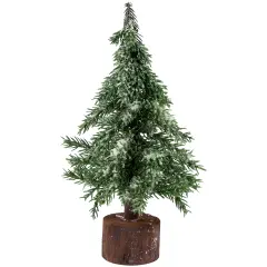 Northlight Frosted Icy Pine Christmas Tree with Jute Base - 10.5" Green