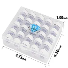25 Pieces 90WT White Prewound Bobbin Thread Size A Class 15 (SA156) with Clear Storage Plastic Case Box 60S/2 for Brother Embroidery Thread Sewing Thread Machine DIY