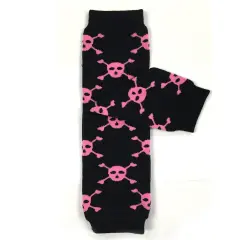 Wrapables Colorful Baby Leg Warmers, Skulls Pink