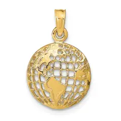 14K Gold Polished Globe Pendant Jewelry FindingKing 21.1mm x 13.2mm