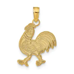 14K Gold Rooster Pendant Charm Jewelry 20 x 12.5 mm