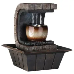 9.75" Tall Indoor Meditation Fountain with LED Light, Well Design