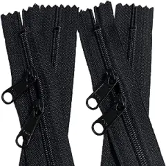 2pcs 4.5mm YKK Zipper with Double Pull Purse or Handbag Zippers Head to Head Sliders Color Black Length 18", 22", 24", 27", 30" or 40" Made in USA (22 in (55.88 cm))