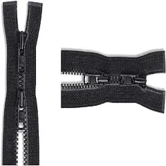 #3 Molded Vislon Black YKK Jacket 2-Way Lightweight Separating Zipper - Choose Your Length - Color: Black - Made in The United States (1 Zipper Per Pack) (36" Inches)