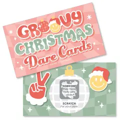 Big Dot of Happiness Groovy Christmas - Pastel Holiday Party Game Scratch Off Dare Cards - 22 Count