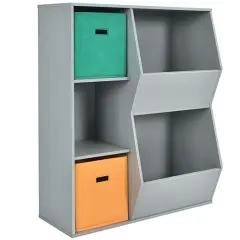 Kids Toy Storage Cabinet Shelf Organizer -Gray Grey