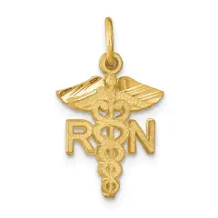 14K Gold RN Caduses Charm Nurse Pendant FindingKing