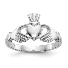 14K White Gold Claddagh Ring Sz 6.5