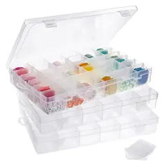 3 Pack Jewelry Organizer Box for Earrings, Clear Plastic Bead Storage Containers for Crafts (36 Compartments)