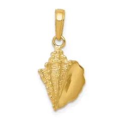 14K Gold Conch Shell Charm Seashell Beach Pendant New 21 X 10mm Jewerly